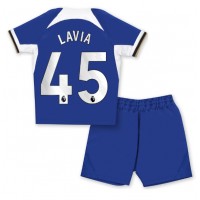Chelsea Romeo Lavia #45 Domáci Detský futbalový dres 2023-24 Krátky Rukáv (+ trenírky)